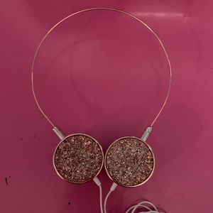 Crystal rose gold headphones
